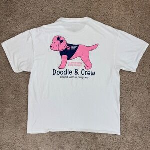 Doodle & Crew Brand With A Purpose T-Shirt XL White Pink Dog Emotional Support‎